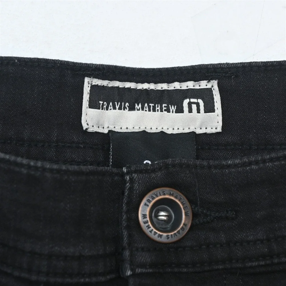 Travis Mathew 38x30 Black Featherweight Denim Slim 5 Pocket Mens Jeans